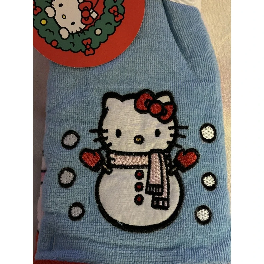 Hello Kitty Hand Towels Snowmen Set Of 2 Sanrio NEW